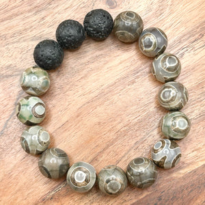 12mm Tibetan Eye Agate Diffuser Bracelet SPIRITUAL HEALING - GROUNDING - POWER