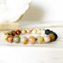 Load image into Gallery viewer, 8mm Crazy Lace Agate Diffuser Bracelet OPTIMISM - STABILITY - HARMONY