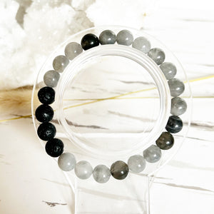 8mm Smokey Quartz Diffuser Bracelet  NEGATIVITY - GROUNDING - TRANSFORMATION
