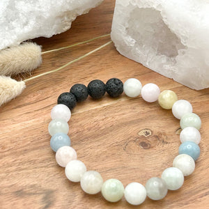 8mm Morganite Diffuser Bracelet  NURTURING - PEACE - LOVE