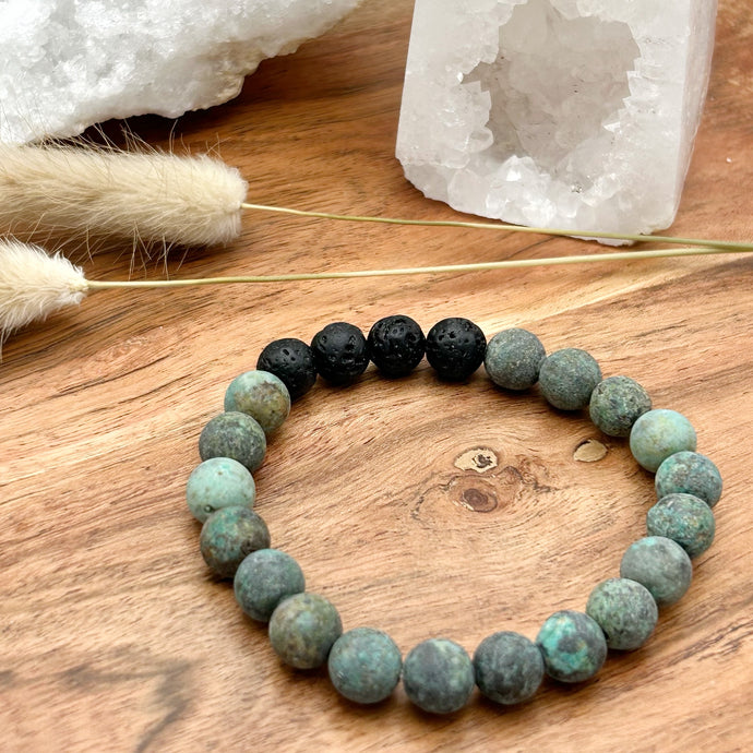 8mm African Turquoise Diffuser Bracelet  GROWTH - BALANCE - OPTIMISM