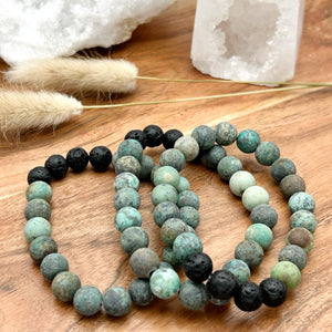 8mm African Turquoise Diffuser Bracelet  GROWTH - BALANCE - OPTIMISM