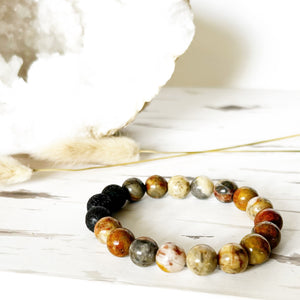 10mm Crazy Lace Agate Diffuser Bracelet OPTIMISM - STABILITY - HARMONY