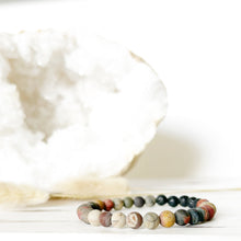 Load image into Gallery viewer, 6mm Picasso Jasper Diffuser Bracelet  CREATIVITY - UPLIFTING - GROUNDING