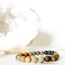 Load image into Gallery viewer, 8mm Picasso Jasper Diffuser Bracelet  CREATIVITY - UPLIFTING - GROUNDING