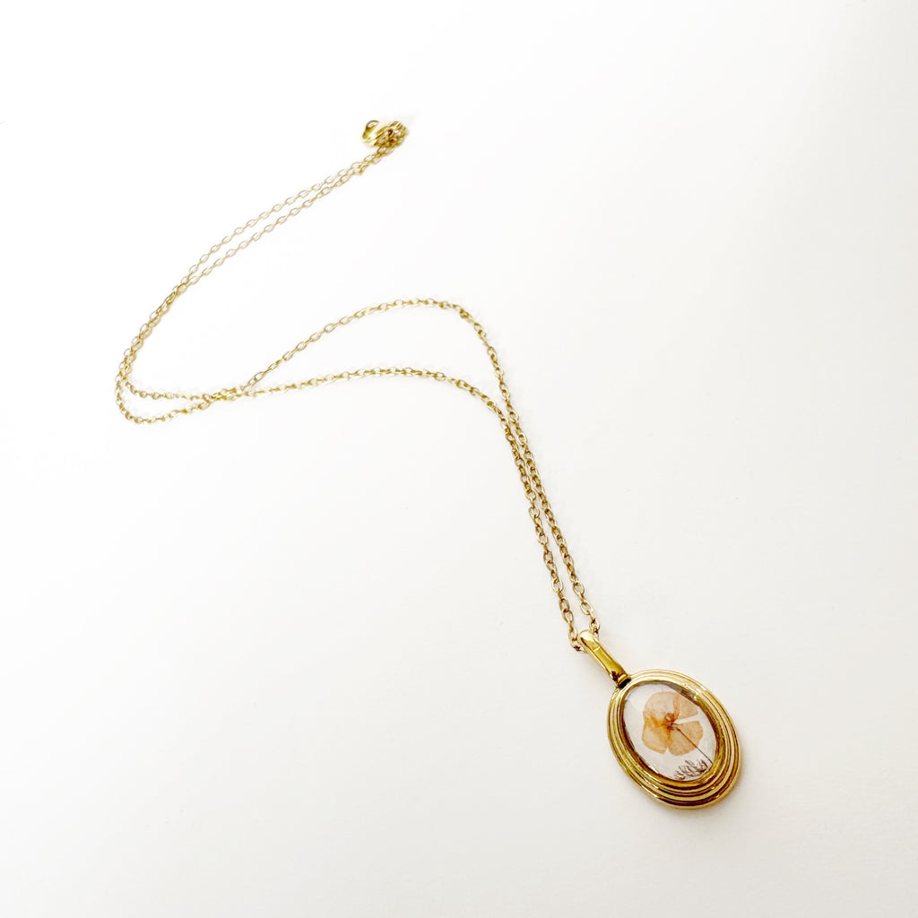 Gold Resin Art Pendant Necklace