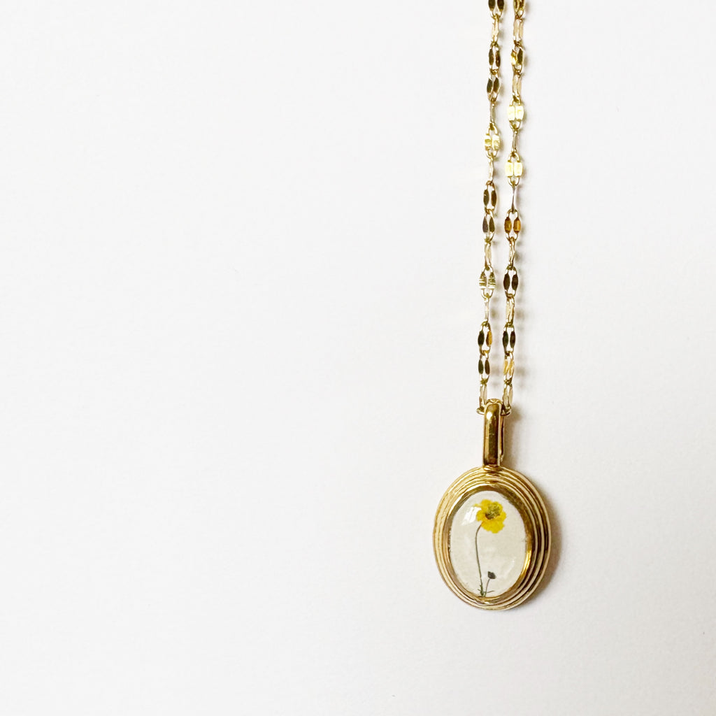 Gold Resin Art Pendant Necklace