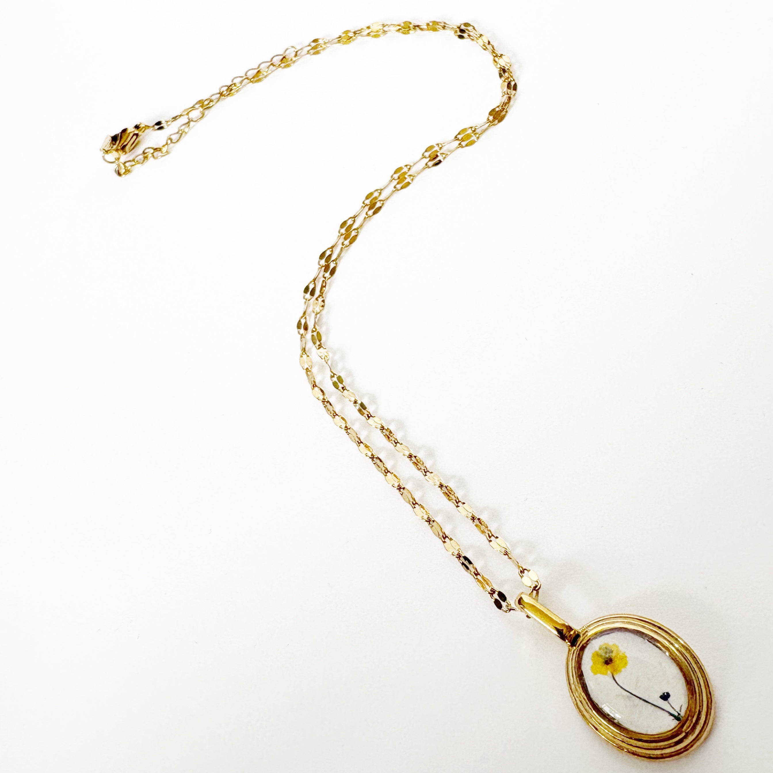 Gold Resin Art Pendant Necklace