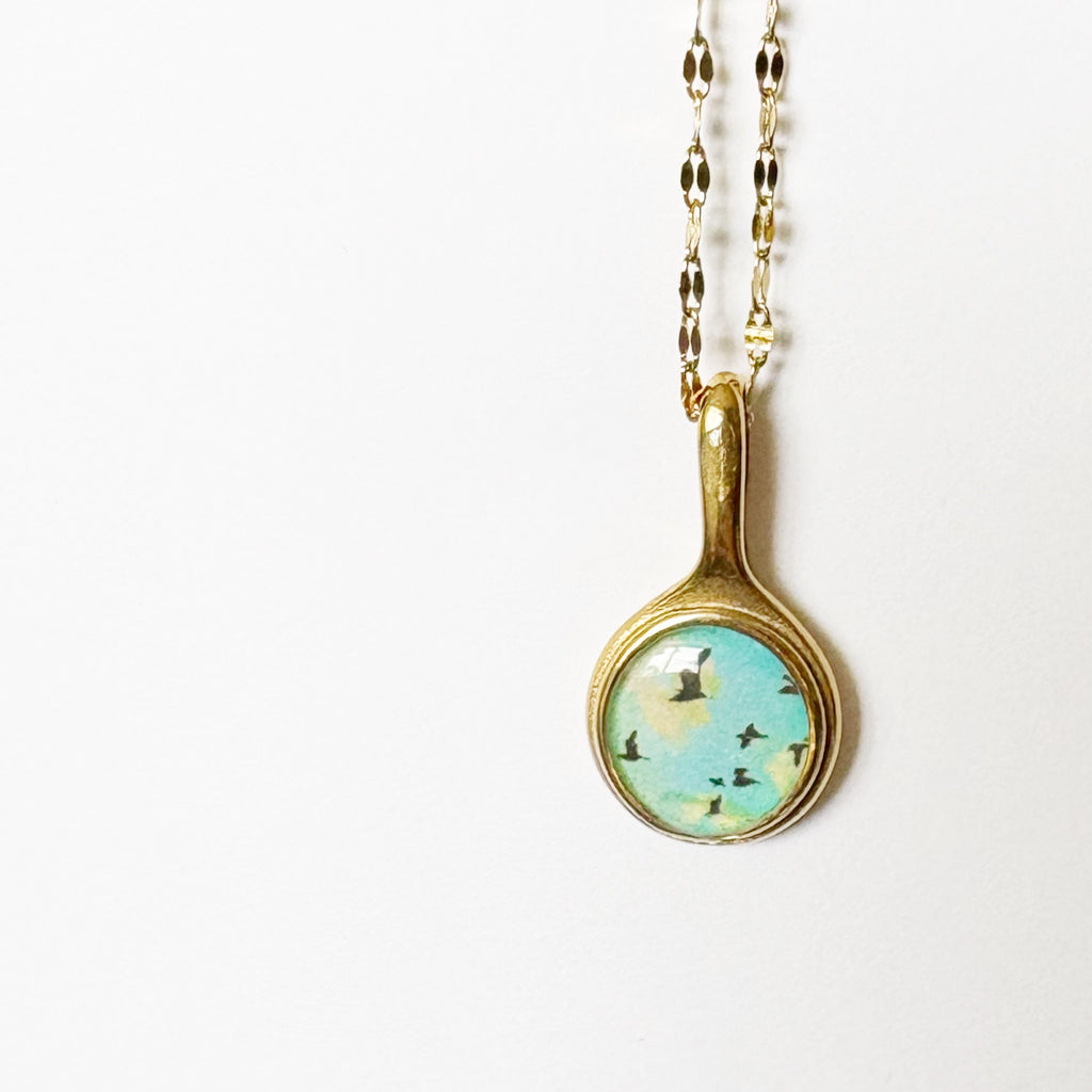 Gold Resin Art Pendant Necklace