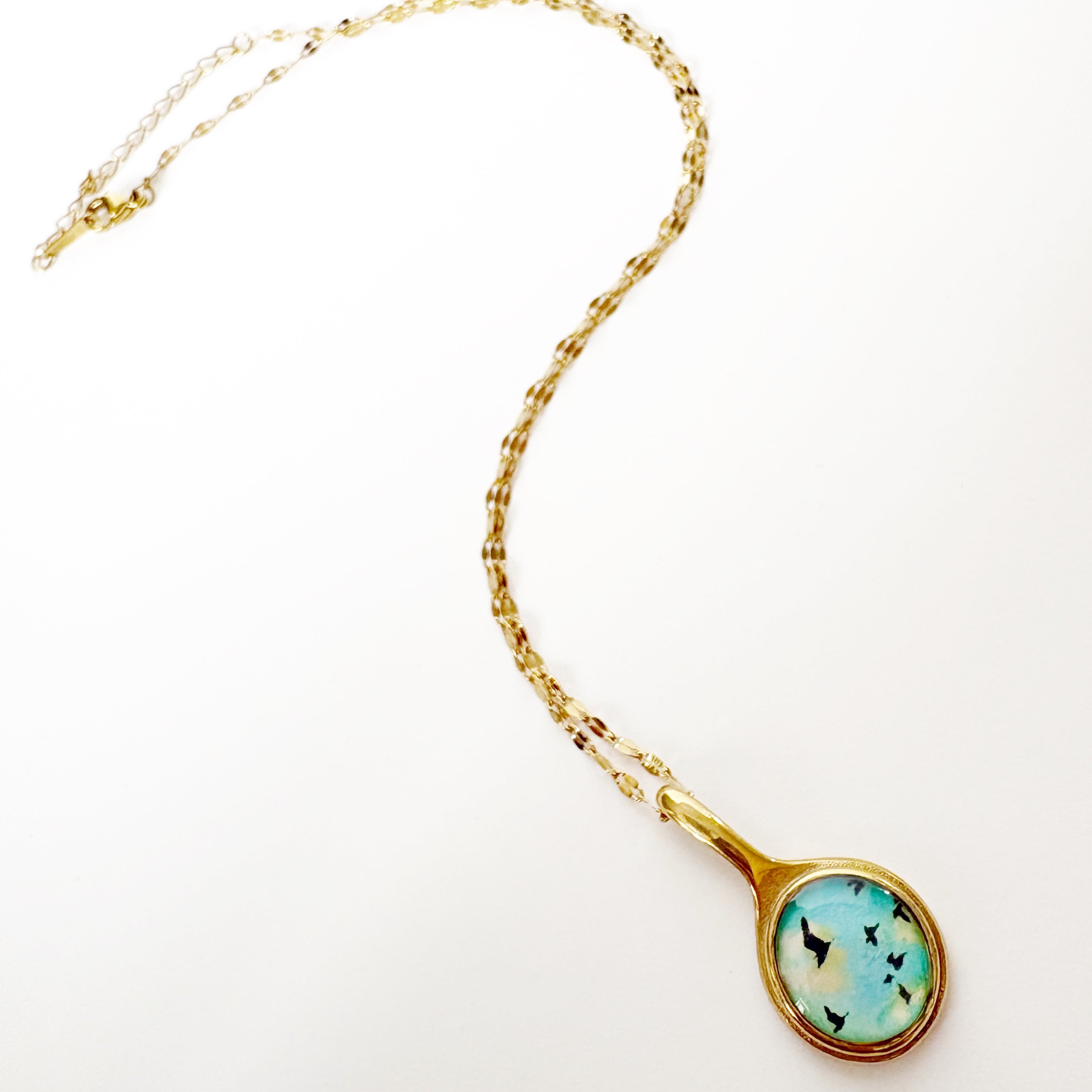 Gold Resin Art Pendant Necklace