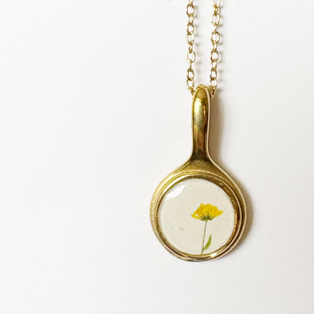 Gold Resin Art Pendant Necklace