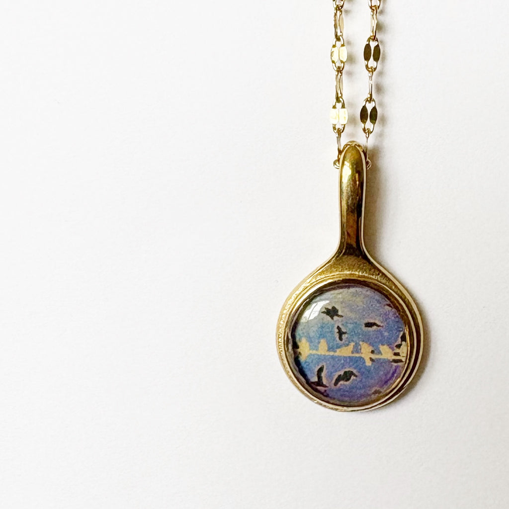 Gold Resin Art Pendant Necklace