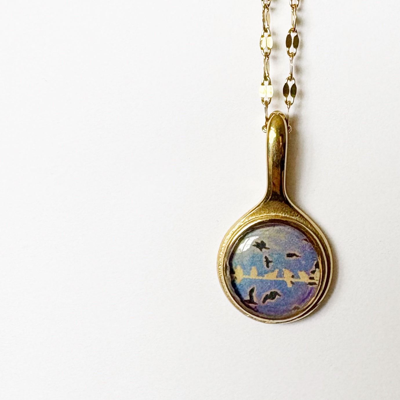 Gold Resin Art Pendant Necklace
