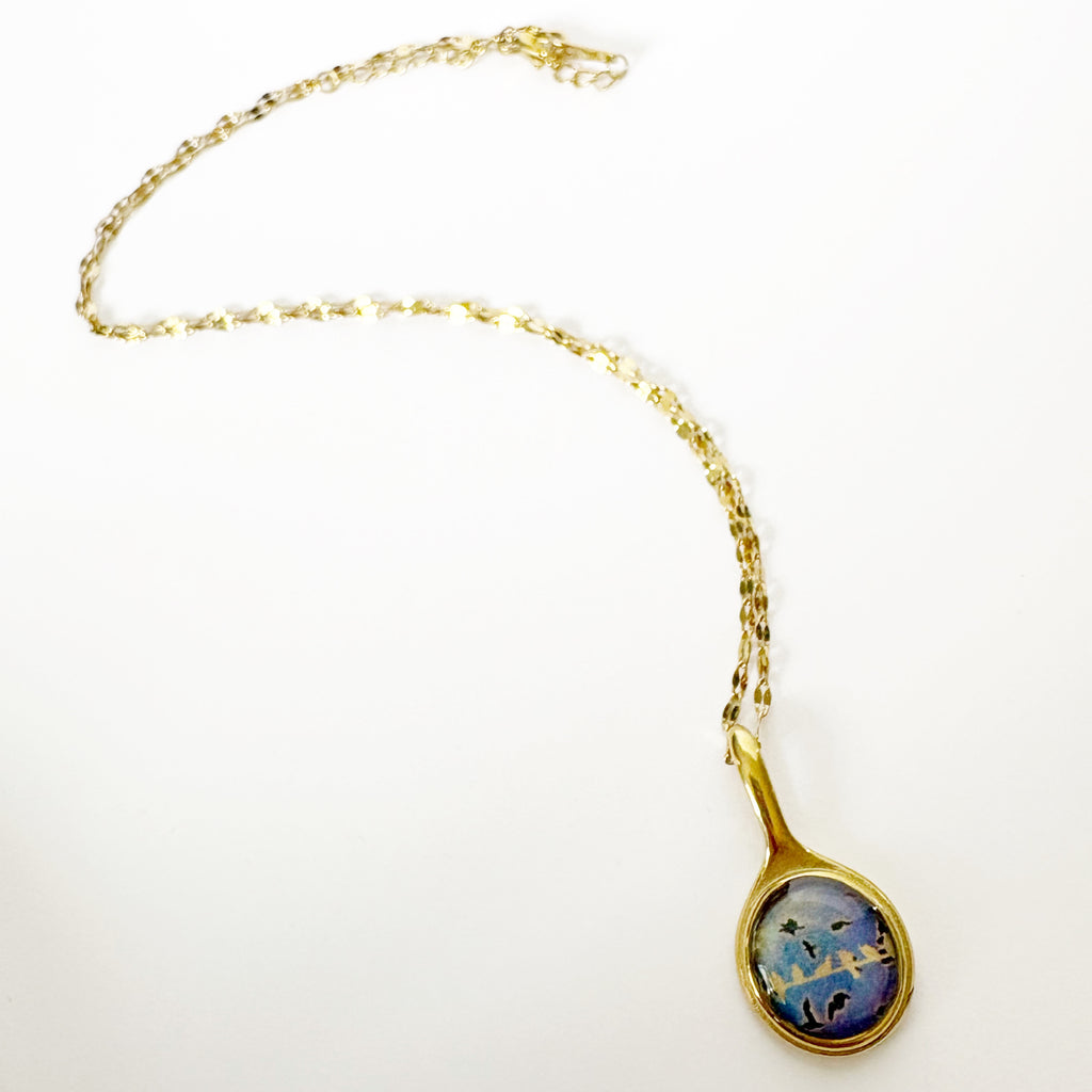 Gold Resin Art Pendant Necklace