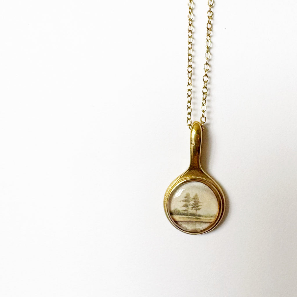 Gold Resin Art Pendant Necklace