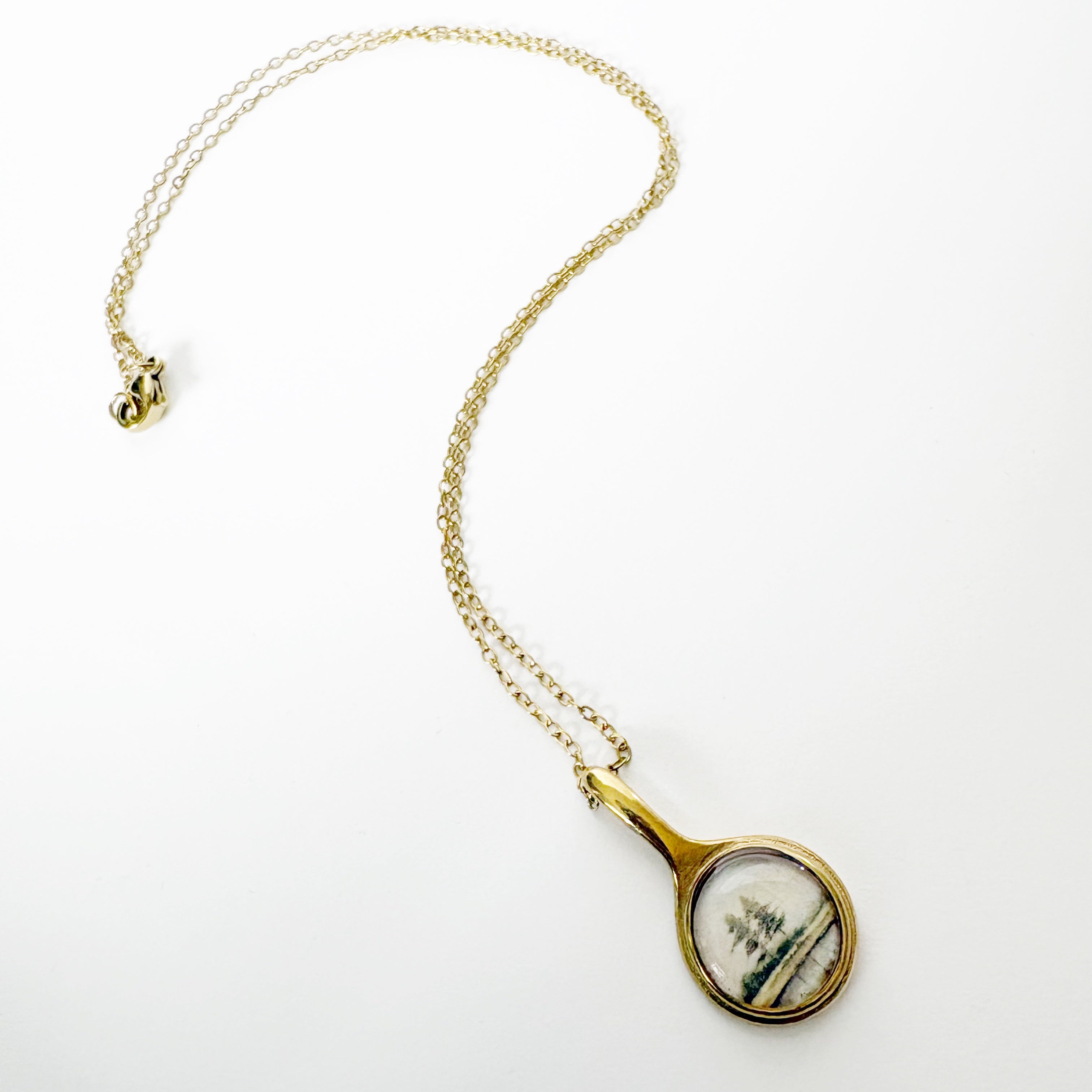Gold Resin Art Pendant Necklace
