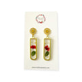 Dried Flower Resin Earrings — Gold Floral Jewelry
