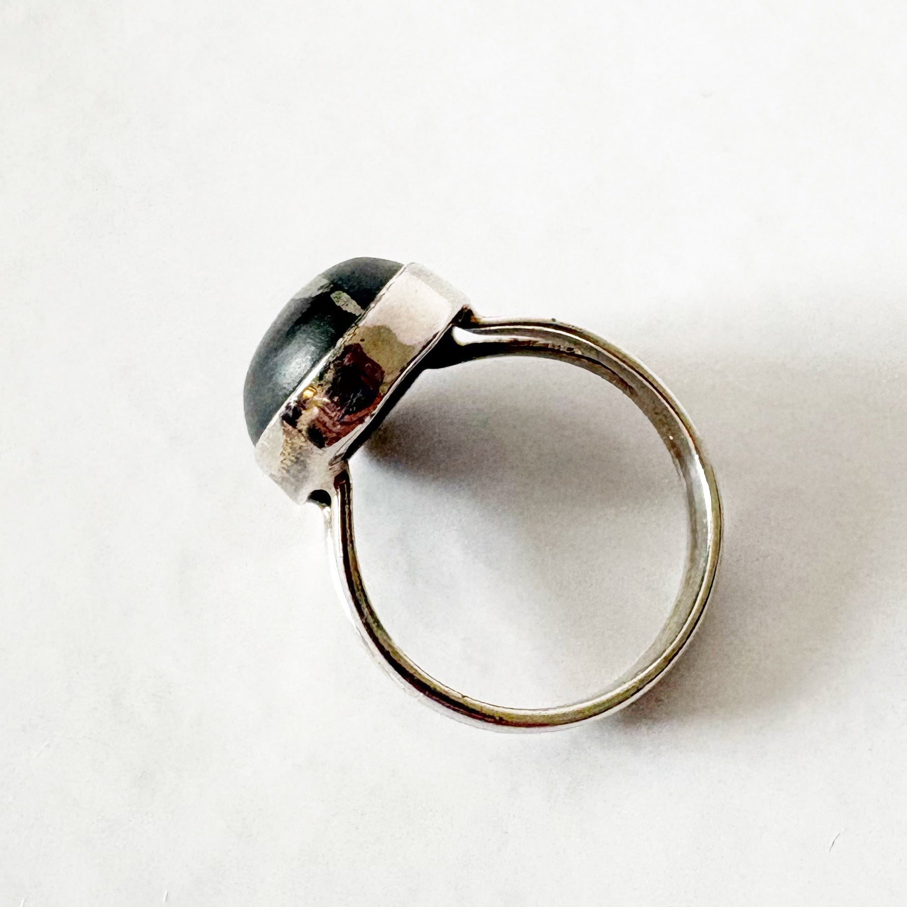 Grounding Pyrite & Basalt Sterling Silver Ring SIZE 8