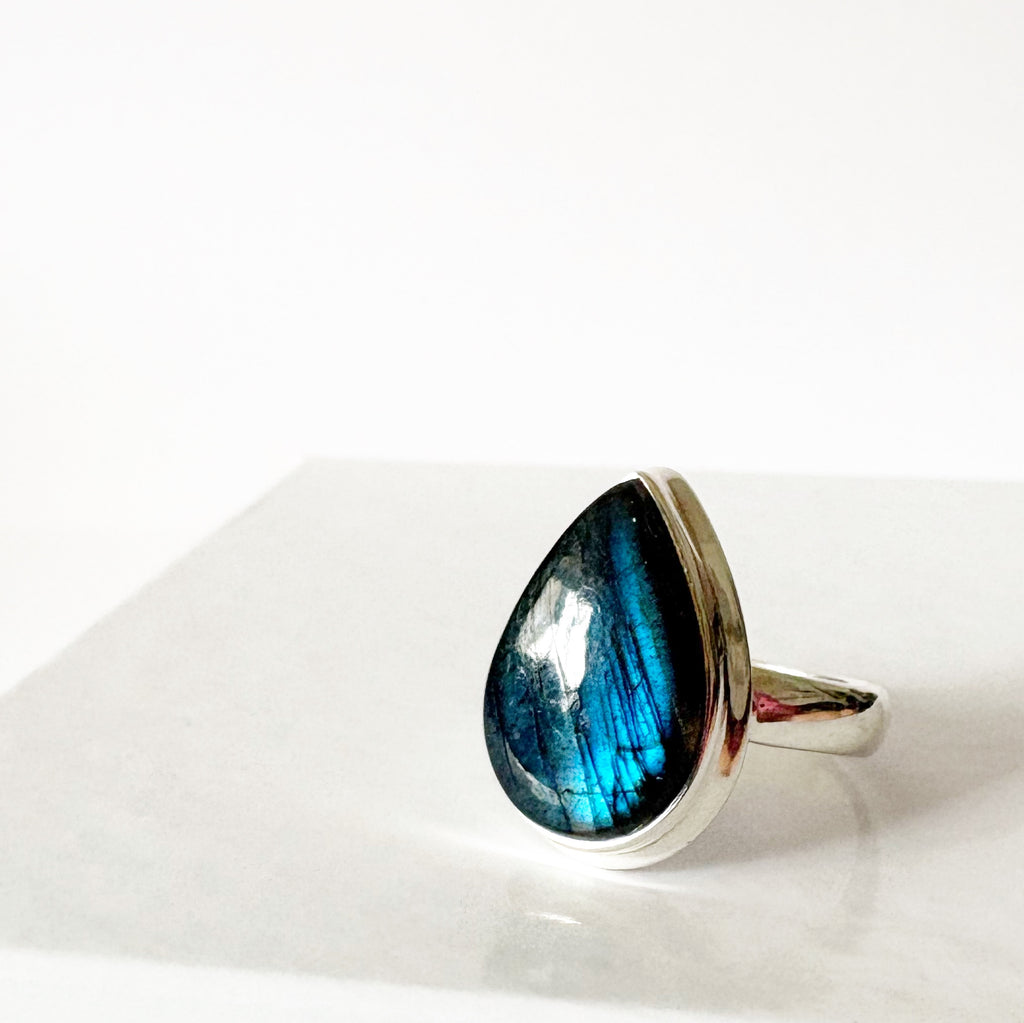 Labradorite Sterling Silver Ring – Intuitive Protection Stone SIZE 8
