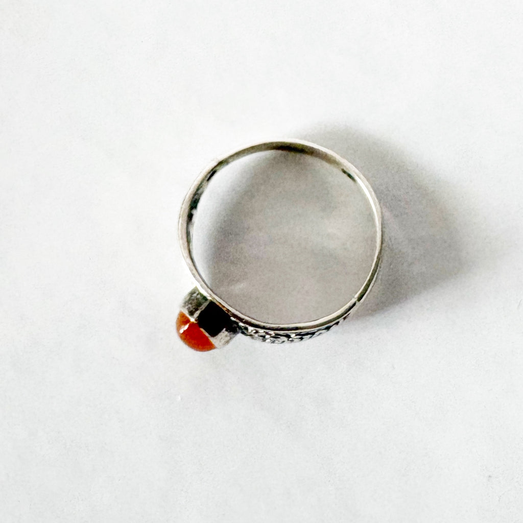 Carnelian Sterling Silver Filigree Ring – Confidence & Vitality Stone SIZE 6.5