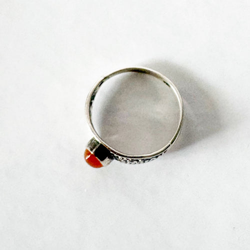 Carnelian Sterling Silver Filigree Ring – Confidence & Vitality Stone SIZE 6.5