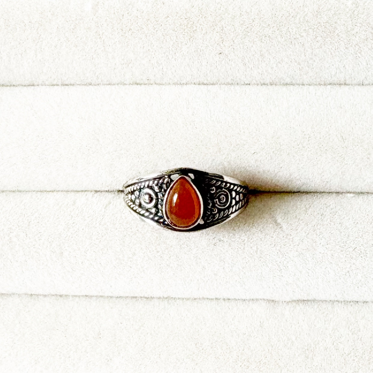 Carnelian Sterling Silver Filigree Ring – Confidence & Vitality Stone SIZE 6.5