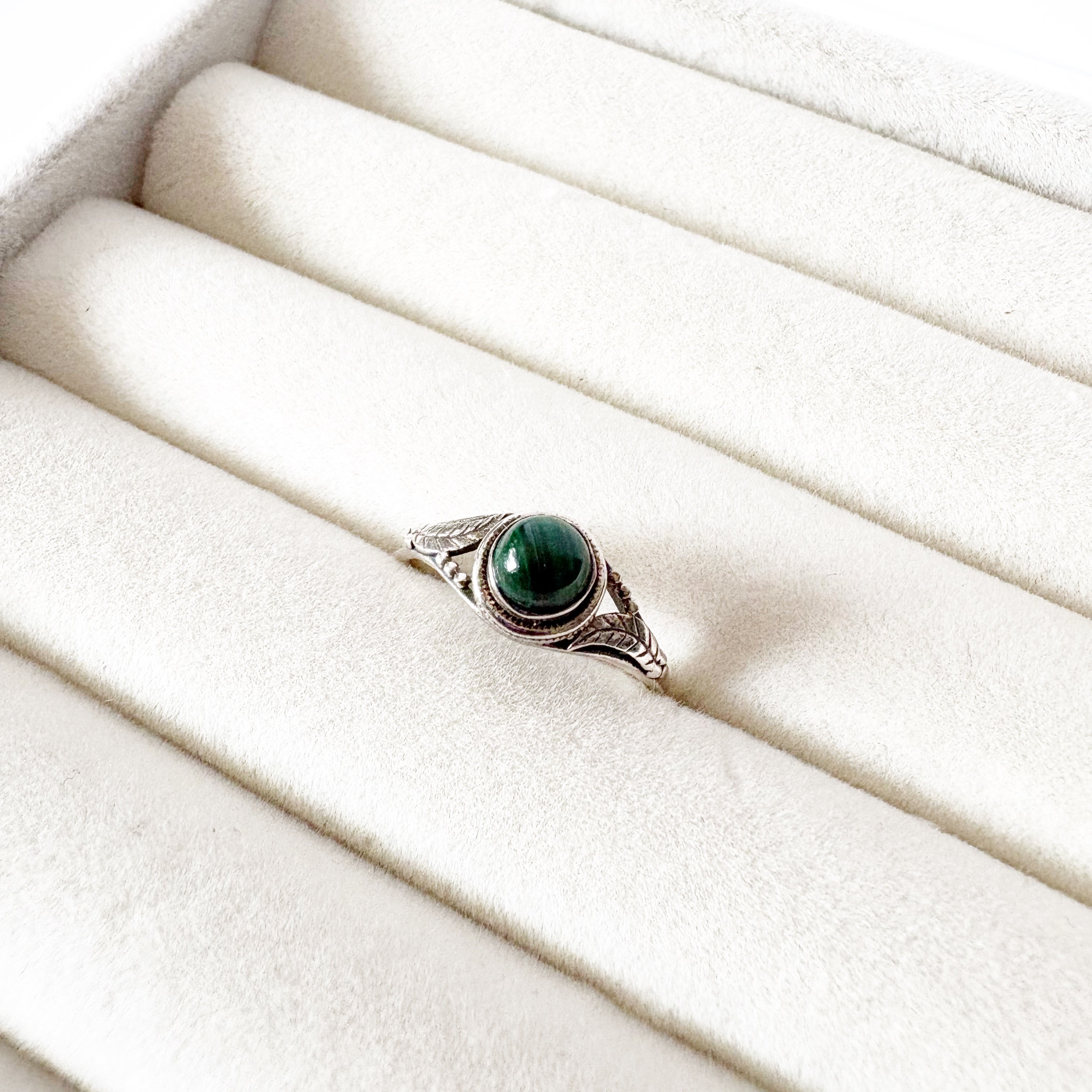 Malachite Sterling Silver Filigree Ring – Protection & Transformation SIZE 6