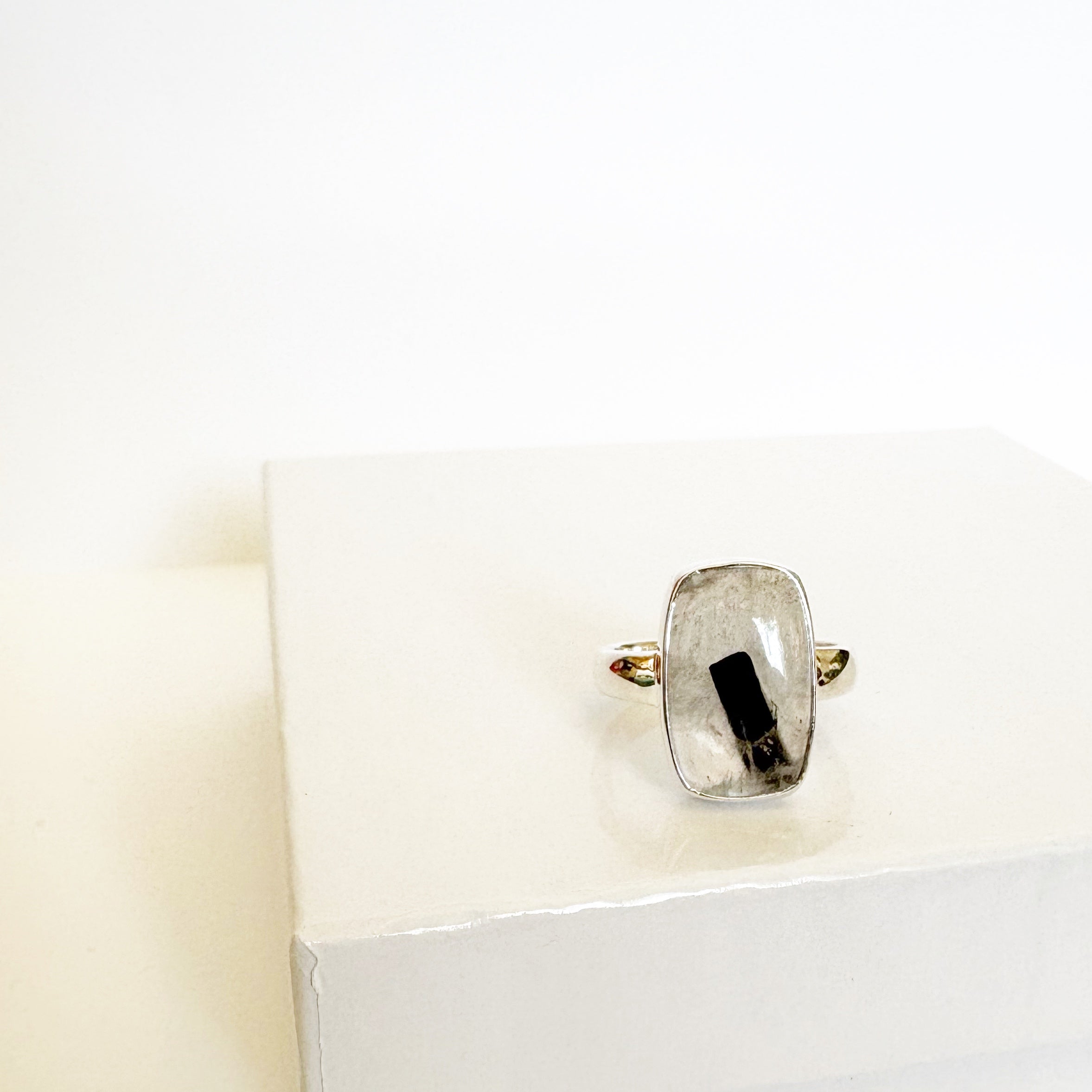 Black Tourmaline Quartz Ring – Protection & Clarity SIZE 6