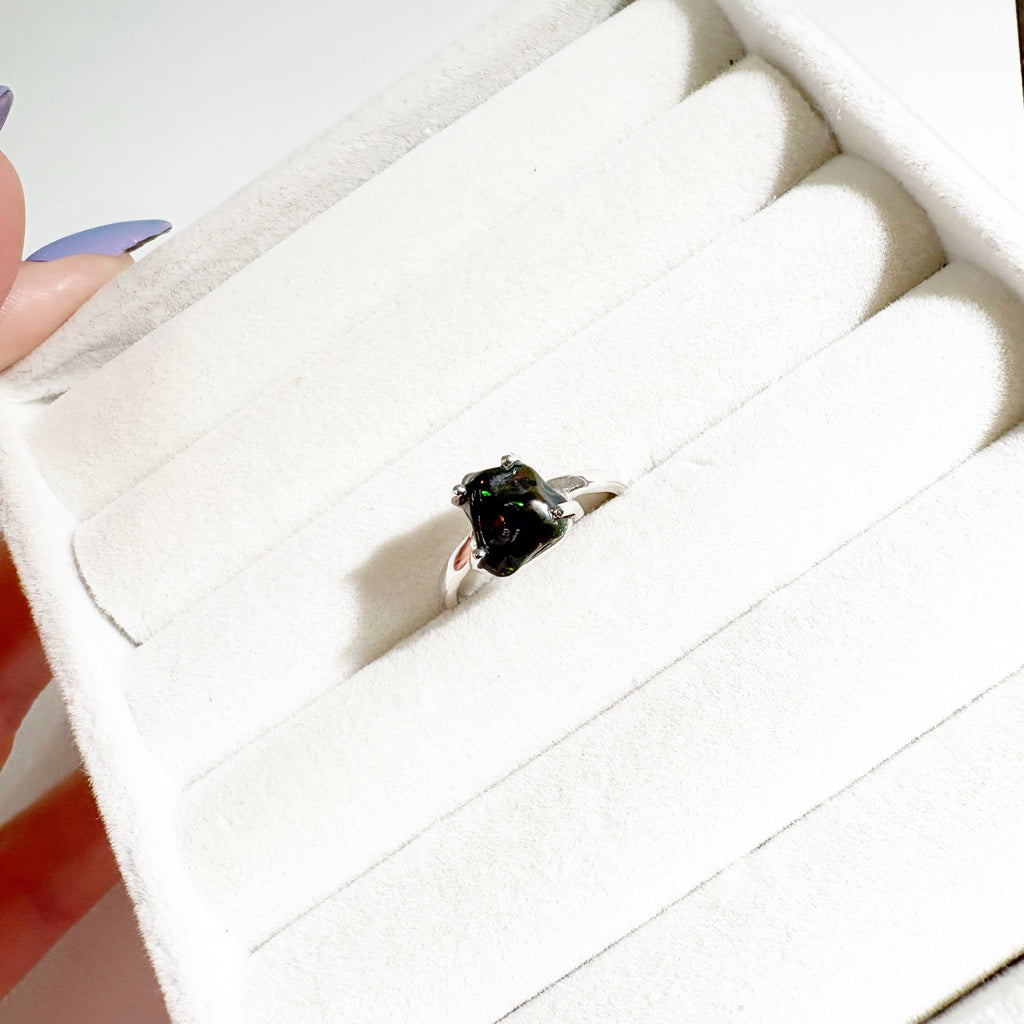 Chamala Black Opal Ring – Protection & Transformation SIZE 8