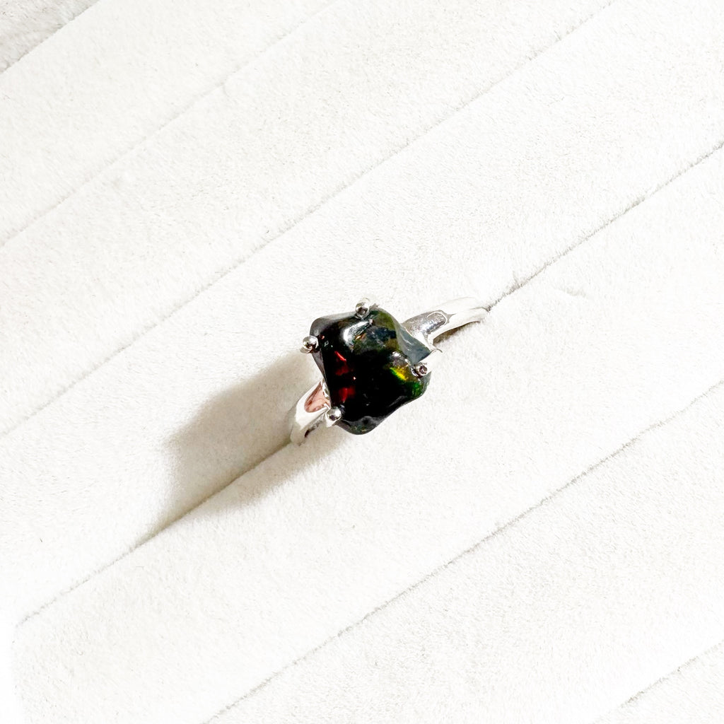 Chamala Black Opal Ring – Protection & Transformation SIZE 8