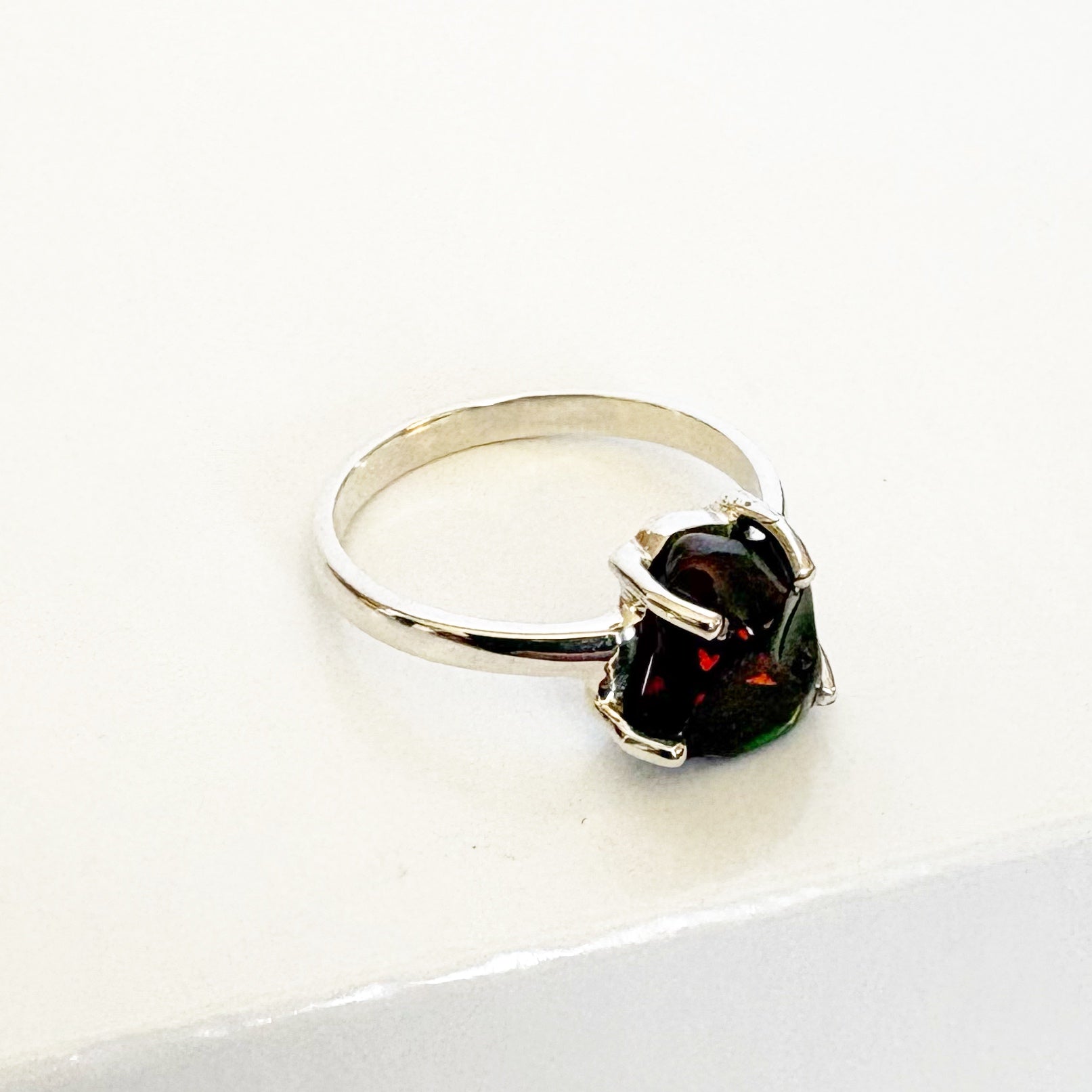 Chamala Black Opal Ring – Protection & Transformation SIZE 8
