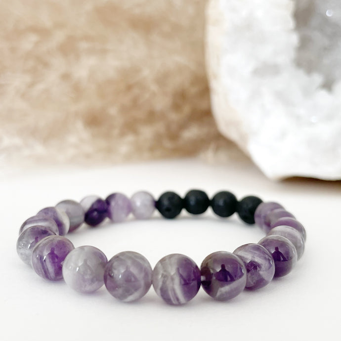 8mm Amethyst Diffuser Bracelet  PROTECTION - PURIFICATION - SPIRITUALITY