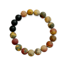 Load image into Gallery viewer, 10mm Picasso Jasper Diffuser Bracelet  CREATIVITY - UPLIFTING - GROUNDING